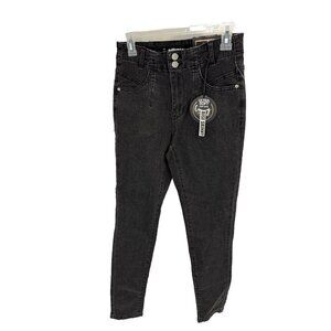Dollhouse Womens Curvy High Rise Skinny Jeans Black Denim Size 28